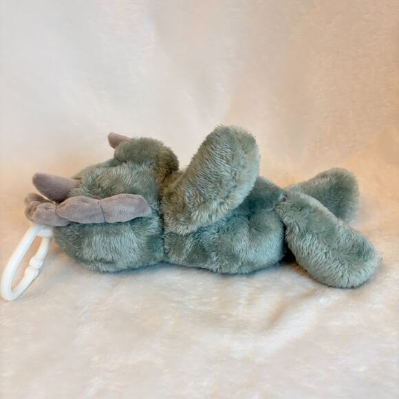 11" Musical Lullaby Triceratops Plush Green Soother Stroller Clip 2023 Dream Gro - Picture 5 of 9